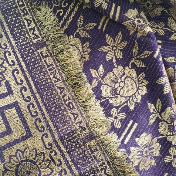 purple and gold batik tablecloth - Picture 1 of 11